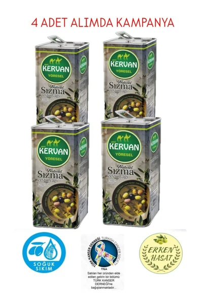 KERVAN Soğuk Sıkım Sızma Natürel 4x5L Zeytinyağı ürün görseli 1