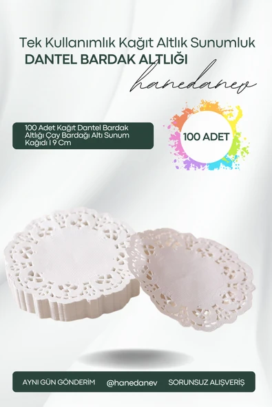 100 Adet Kağıt Dantel Bardak Altlığı Çay Bardağı Altı Sunum Kağıdı I 9 Cm ürün görseli 1