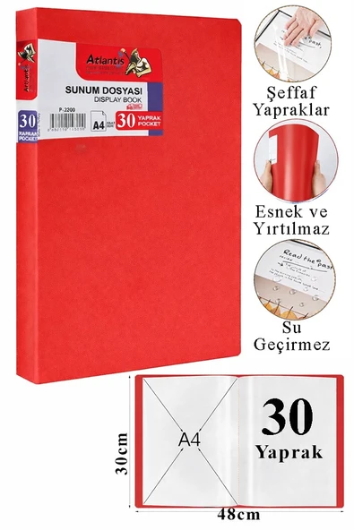 Sunum Dosyası 30 lu 1 Paket Poşet Dosyalı Katalog Dosyası 30 Poşetli Kendinden Dosya Plastik Kapaklı ürün görseli 1