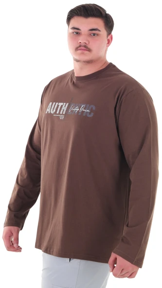 Erkek 115-155 Kilo Arası İçin Uygun Uzun Kol Bisiklet Yaka Mevsimlik Baskılı İnce Sweatshirt ürün görseli 1