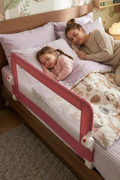 Wellgro Littles 110*48 cm Pembe Yatak Bariyeri, Çocuk Yatak Korkuluğu ürün görseli 1