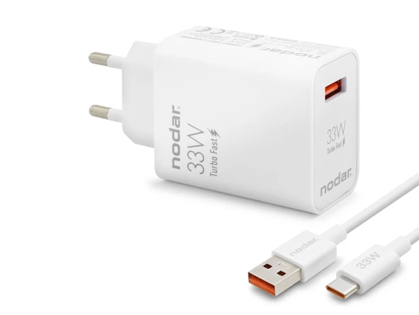 Type-C Hızlı Şarj Seti 33W Usb Adaptörlü - Beyaz ND1006 ürün görseli 1