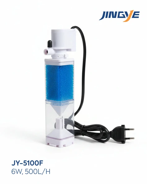 Jingye JY-5100F Beyaz Şeffaf Gövdeli Akvaryum İç Filtresi 6W 500L/H - Modern ve Sessiz Filtrasyon ürün görseli 1