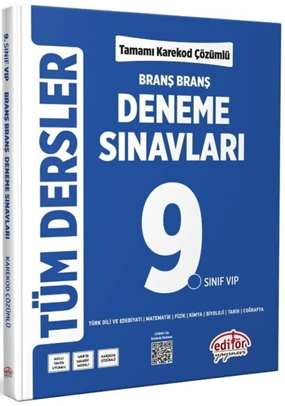 9. Sınıf Tüm Dersler Branş Branş Deneme Sınavları Editör Yayınları ürün görseli 1