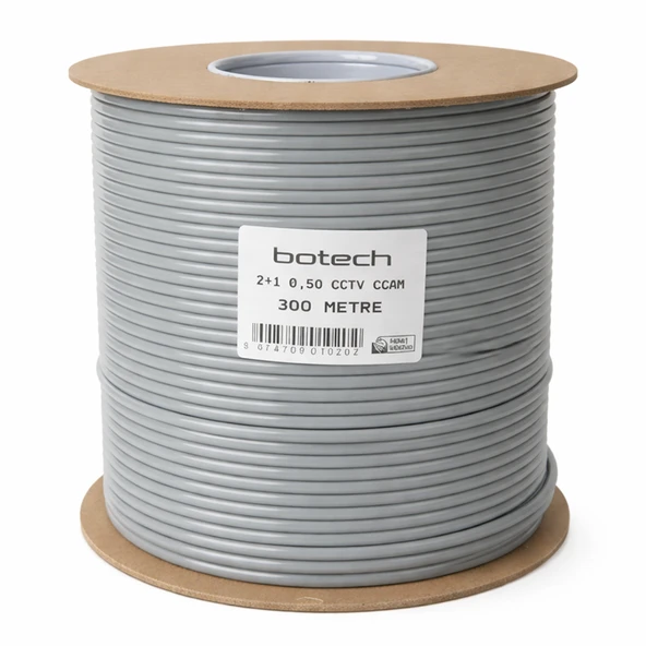 Botech 300 Metre 2+1 0.50Mm CCA Koaksiyel CCTV Kamera Kablosu ürün görseli 1
