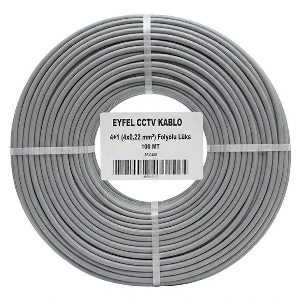 Eyfel EF-C400 2X0.22Mm Folyolu 100 Metre CCTV Kamera Kablosu ürün görseli 1