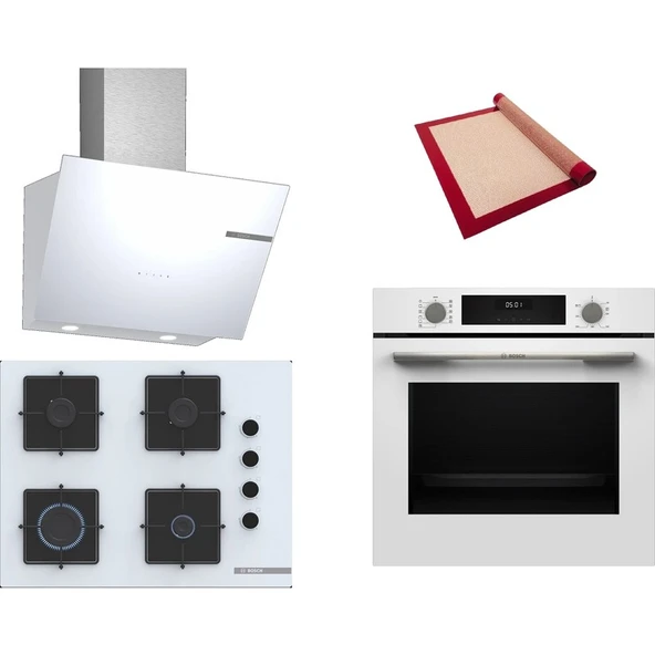 Bosch Beyaz 3 lü Ankastre Set ( HUA717BV0T - POP7C2P31O - DWK66PJ20T ) ürün görseli 1