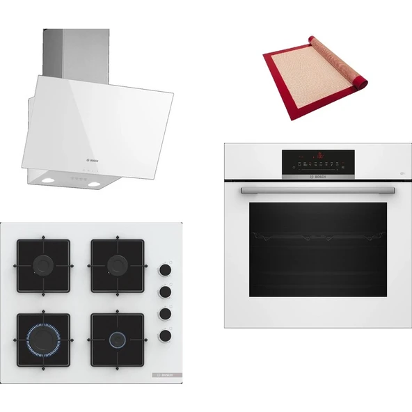 Bosch Beyaz 3 lü Ankastre Set 590 (HBJ559EW6T - POP6C2P31O - DWK63PJ20T) ürün görseli 1
