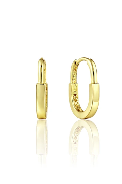 925 Ayar Gümüş Küpe Altın Kaplama Dikdörtgen Halka Küpe - Geometrik Tasarım SGTL13278GOLD ürün görseli 1