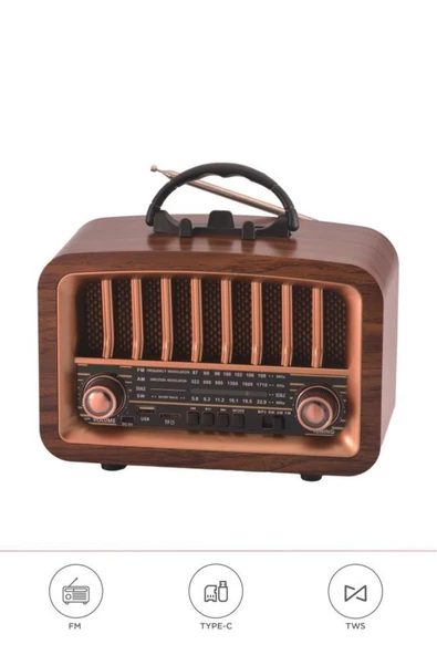 Bluetooth Hoparlör Nostaljik Radyo Kablosuz Speaker D57 ürün görseli 1