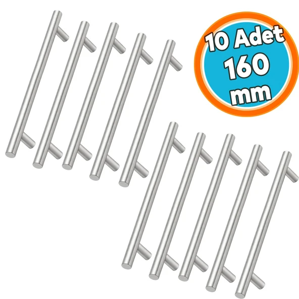 (10 Adet) Mobilya Mutfak Çekmece Dolap Kapak Kulpu Kulbu 160 mm İnox Metal Kulp ürün görseli 1