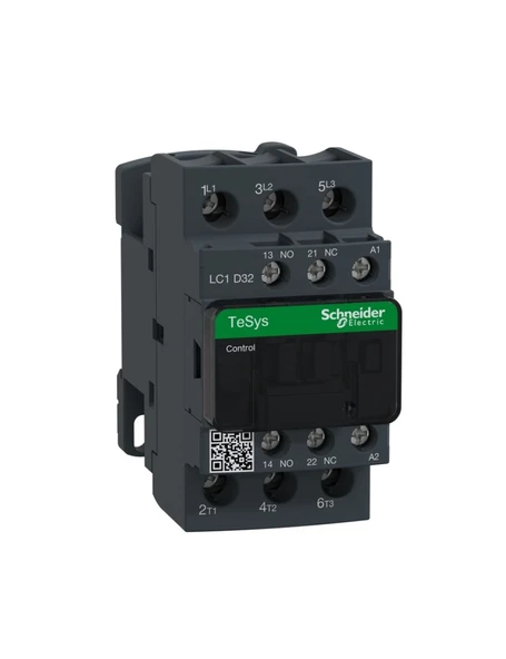 Schneider LC1D32Q7 TeSys D 32 A 15 kW 380V AC Kontaktör 3 Kutuplu 1NO+1NC AC-3 ürün görseli 1