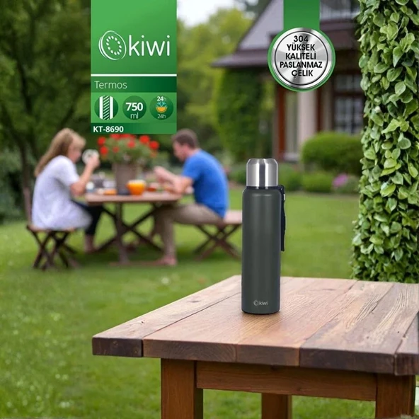 KT-8690 Paslanmaz Çelik Bardaklı 750 Ml Termos Yeşil ürün görseli 1