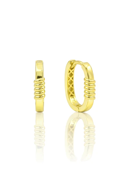 925 Ayar Gümüş Küpe Altın Kaplama Oval Burgu Detaylı Halka Küpe -  U model-Halka Tasarım SGTL13272GOLD ürün görseli 1