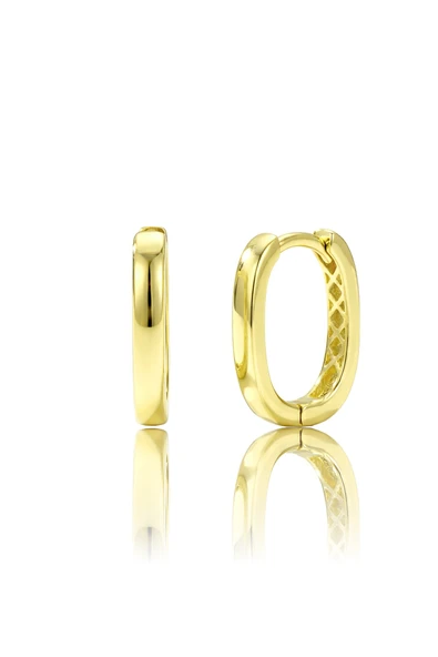 925 Ayar Gümüş Küpe Altın Kaplama Oval Halka Küpe -  U model-Halka Tasarım SGTL13269GOLD ürün görseli 1