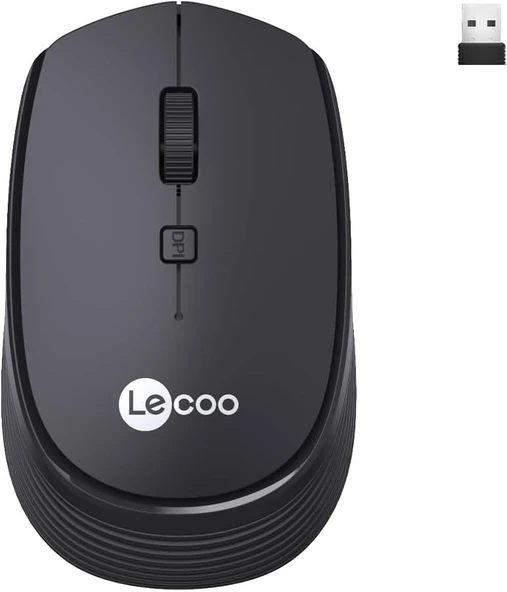 Lecoo WS202 Kablosuz 1200DPI 4 Tuşlu 3 Milyon Tıklama Ömrü Sessiz Tasarım, PC, Mac, Dizüstü Bilgisayar için, USB Mini Alıcı ile Optik Mouse Siyah ürün görseli 1
