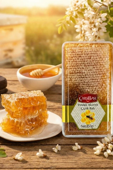 Petekli Akasya Çiçek Balı 850 Gram ürün görseli 1