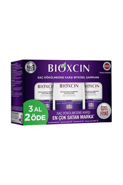 Bioxcin Siyah Sarımsaklı 3x300 ml Saç Dökülmesine Karşı Şampuan ürün görseli 1