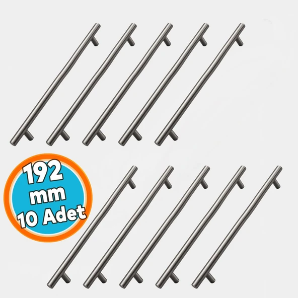 Mobilya Mutfak Dolap Çekmece Dolabı Kulbu Kulpu Kulpları Titanyum Renk 192mm 19,2cm Metal (10 Adet) ürün görseli 1