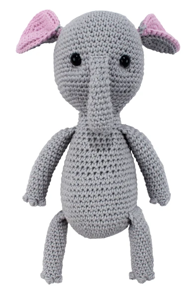 Amigurumi Sevimli Gri Renk Fil Organik Oyuncak ürün görseli 1