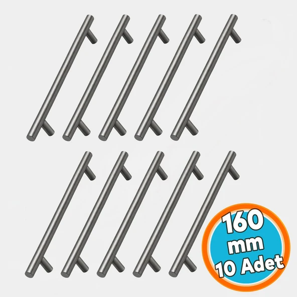 (10 Adet) Mobilya Mutfak Dolap Çekmece Dolabı Kulbu Kulpu Kulpları Titanyum Renk 160mm 16cm Metal ürün görseli 1