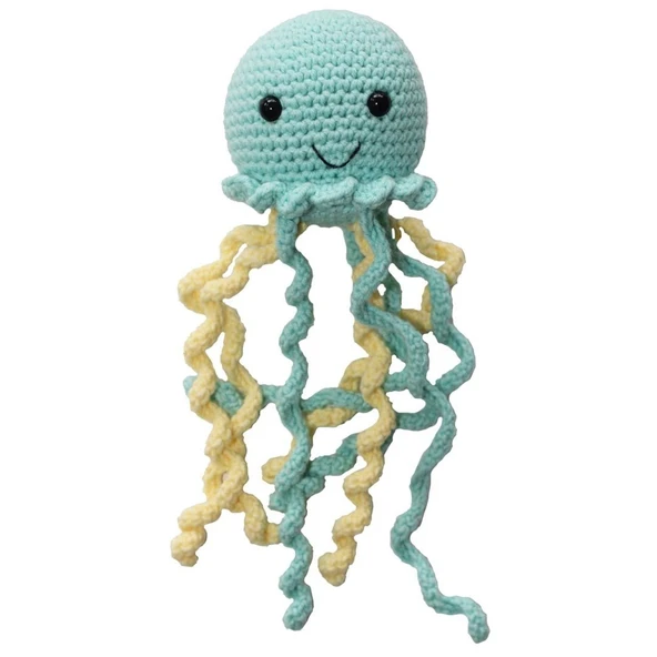 Yeşil Sarı Amigurumi Ahtapot Oyuncak ürün görseli 1