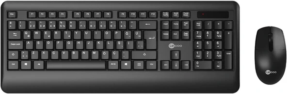 Lecoo KW202 Kablosuz Türkçe Q Klavye & Mouse Set - QWERTY Türkçe Dizilim Klavye, 1200DPI Optik Fare, Bilek Dinlendirme Türkçe Q Klavye Mouse Seti Siyah ürün görseli 1