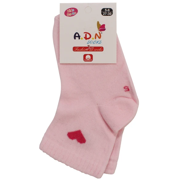 Kız Çocuk Pembe Fuşya Kalp Desenli Patik Çorap ürün görseli 1