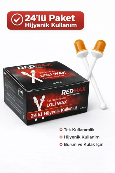 Redmax Tek Kullanımlık Burun ve Kulak İçin Ağda Çubuğu 24'lü Paket Loli Wax ürün görseli 1