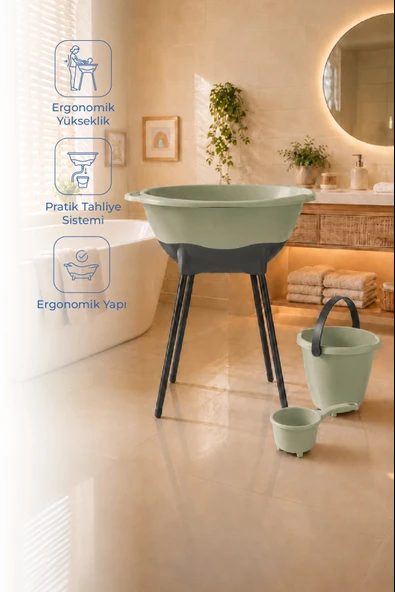 Babyjem Elegant Yenidoğan Bebek Banyo Küvet Seti Soft Yeşil ürün görseli 1
