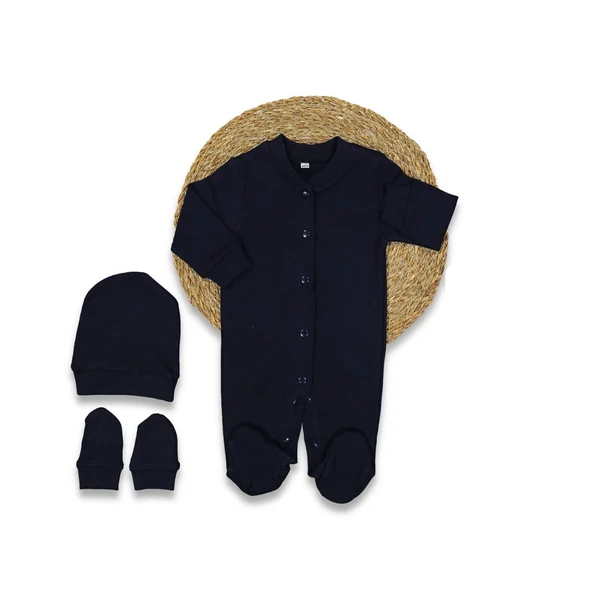 Unisex Sade Lacivert Bereli Eldivenli Tulum - Resim 3