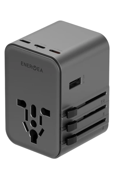 Energea TravelWorld Universal GaN45 1 Adet 45W Type C 2 Adet 15W Type C ve 2 Adet 12W USB Çıkışlı PD Hızlı Şarj Aleti - Siyah ürün görseli 1