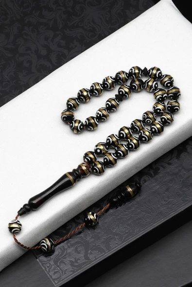 İşlemeli Kuka Tesbih 7 x 8 mm Küre Kesim - T-1681 ürün görseli 1