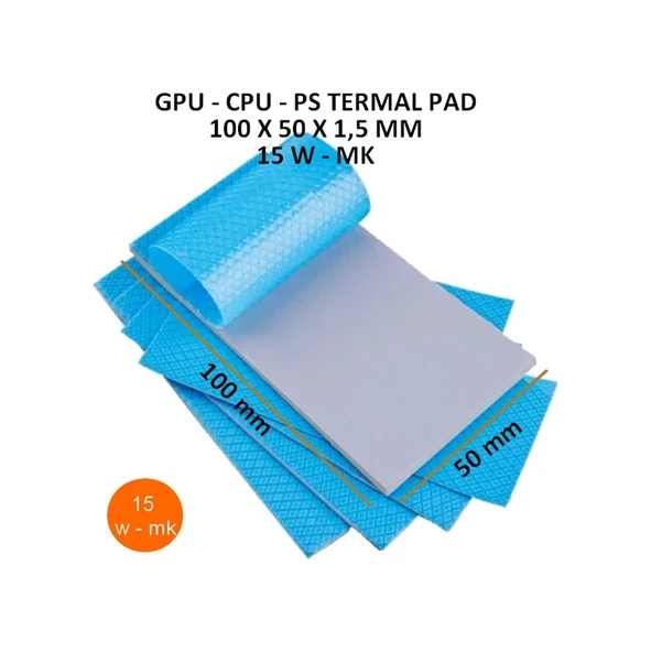 15 W/m-K Yüksek Performanslı Termal İletken Ped (100x50x1.5 mm) ürün görseli 1