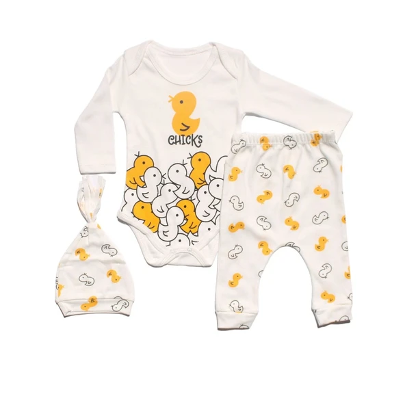Unisex Beyaz Sarı Chıcks Ördekli 3'lü Takım ürün görseli 1