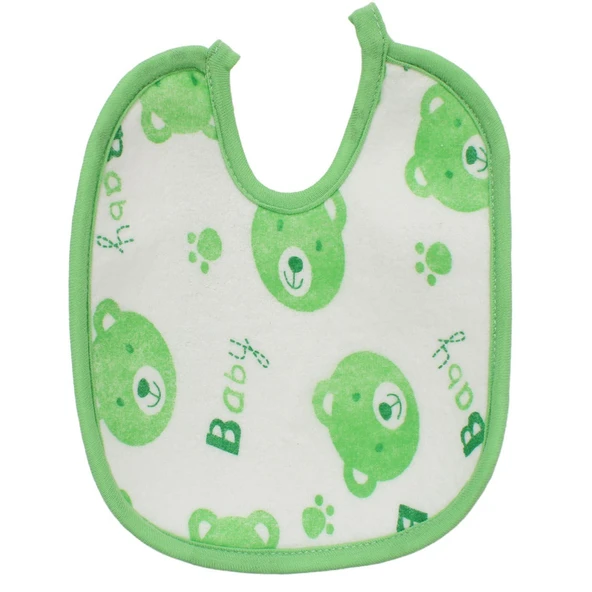 Unisex Yeşil Baby Ayı Desenli Havlu Su Geçirmez Önlük ürün görseli 1
