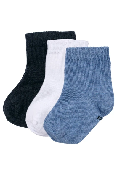 Erkek Bebek Laci Beyaz Mavi Üçlü Çorap Set 12-18 Ay ürün görseli 1
