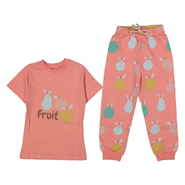 Kız Çocuk Narçiçeği Meyve Baskılı Pijama Takımı ürün görseli 1