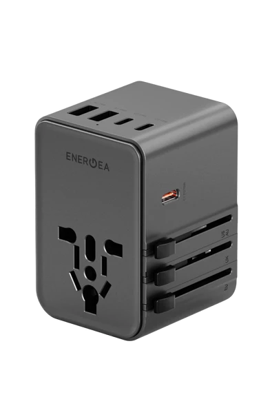 Energea TravelWorld Universal GaN70 1 Adet 70W Type C 2 Adet 15W Type C ve 2 Adet 15W USB Çıkışlı PD Hızlı Şarj Aleti - Siyah ürün görseli 1