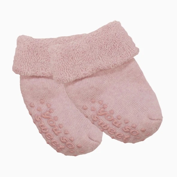 Unisex Pudra Kıvrık Sweet Kaydırmaz Taban Havlu Çorap ürün görseli 1