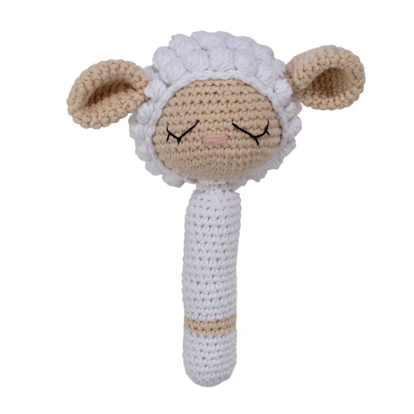 Amigurumi Sevimli Beyaz Kuzu Çıngıraklı Organik Oyuncak ürün görseli 1