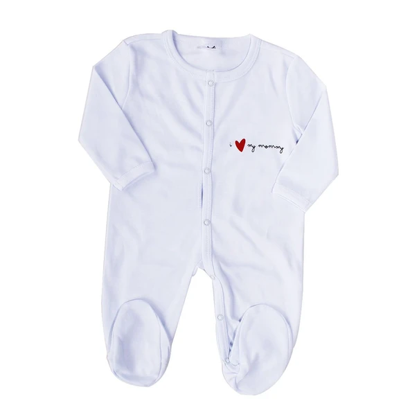 Unisex Mamy Yazılı Beyaz Patikli Tulum ürün görseli 1