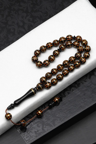 İşlemeli Kuka Tesbih 7 x 8 mm Küre Kesim - T-1679 ürün görseli 1