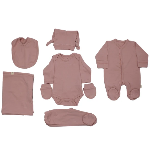 Unisex Pembe Tulumlu Battaniyeli 7 Parça Hastane Çıkış Seti ürün görseli 1