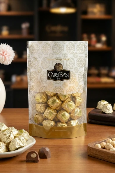 Yaldızlı Kristal Fındıklı Sütlü Çikolata Gold 1KG ürün görseli 1