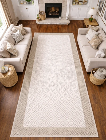 Mess Modern Dekoratif Yumuşak Dokulu Sisal Halı 3946 Krem Vizon ürün görseli 1