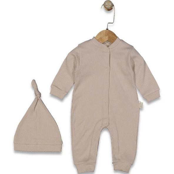 Unisex Bej Fitilli Düğümlü Bereli Çıtçıtlı Tulum ürün görseli 1