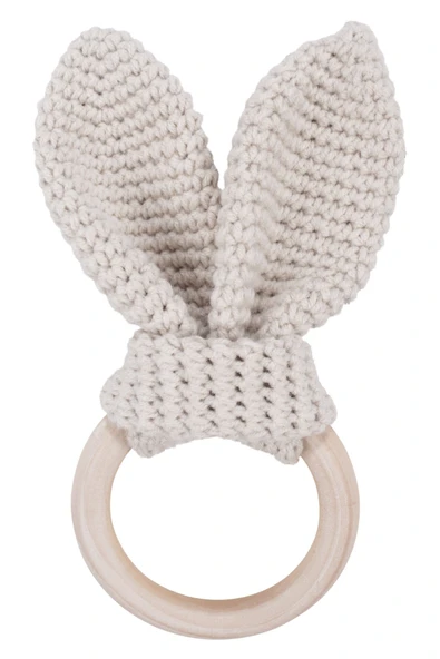 Unisex Bej Tavşan Kulak Amigurumi Diş Kaşıyıcı Amigurumi Oyuncak ürün görseli 1