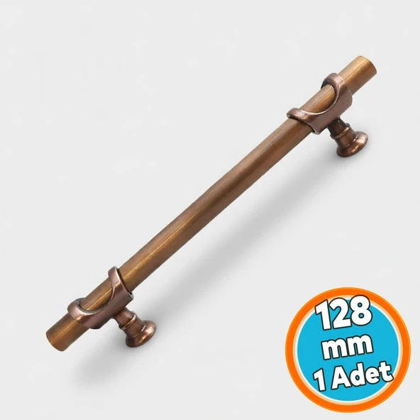 Soft Parlak Antik Bakır Çekmece Kulp 128 mm Modern Dolap Gardırop Vestiyer Mutfak Kapak Kulbu ürün görseli 1