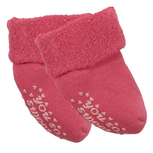 Unisex Fuşya Kıvrık Sweet Kaydırmaz Taban Havlu Çorap ürün görseli 1